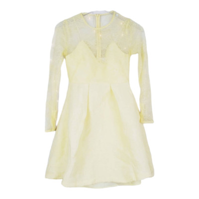 Sandro Paris Jeanette Yellow Floral Lace Fit & Flare Dress 34 XS NEW