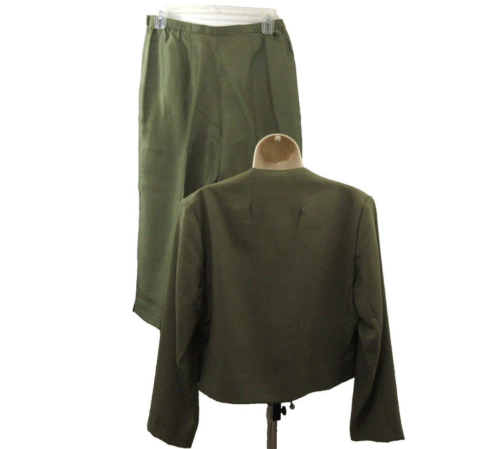 Calça Henry Lee/Judith Hart feminina 2 peças frente aberta 14 100% seda verde 14P - Imagem 3 de 4