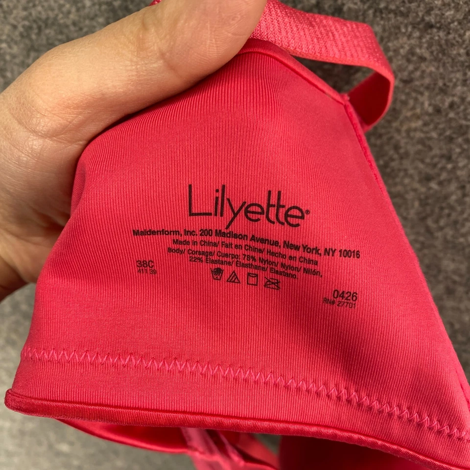 Sujetador Bralette Lilyette Mujer 38C Rosa Con Aros Opaco Push Up Gancho y Ojo Sólido Foto 3 de 4