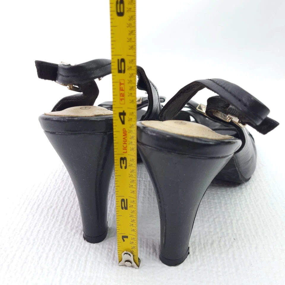 Giani Bernini Heels Black Faux Leather Peep Toe Slingback Shoes Womens Size 8.5 - Image 4 of 4