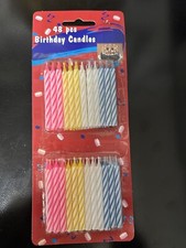 (Brand New), 48 pcs, Stripe Birthday Candles