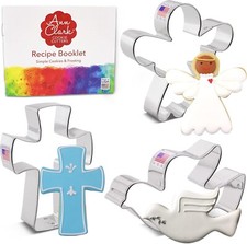 Religious Christmas Cookie Cutters 3-Pc. Set Made in USA by Ann Clark, Angel,