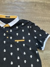 Coofandy Short Sleeve Polo Shirt Men's Large Black Skulls