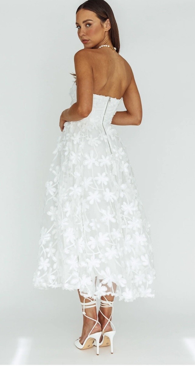 Selfie Leslie Dress - Dori Floral Embellished Midi Dress White | eBay  Australia