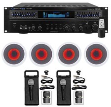 Technical Pro 1500w Home Karaoke Machine System 4 6.5" LED Ceiling Speakers