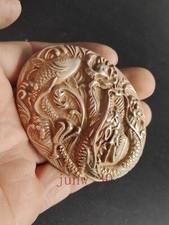 Collection China Tibet Silver Carving Dragon Statue Belt Buckle Decorations Gift