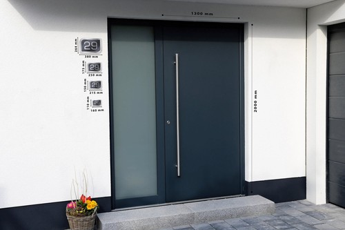 Graviers Hausnummerschild Edelstahl rund Hausnummer Gravur Metallic individuell - Bild 2 von 3