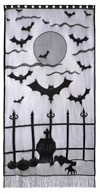 Little Ghost 84'' x 40'' Fringe Halloween Lace Window Door Panel Livingroom Door