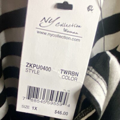 NY Collection Striped Asymmetrical Tunic Top • NWT • Women's 1X