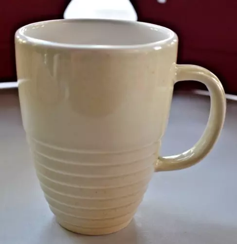 PFALTZGRAFF CAPPUCCINO Mug Coffee Tea 4 1/2" VTG 12oz Ribbed Tan Rings 2000s