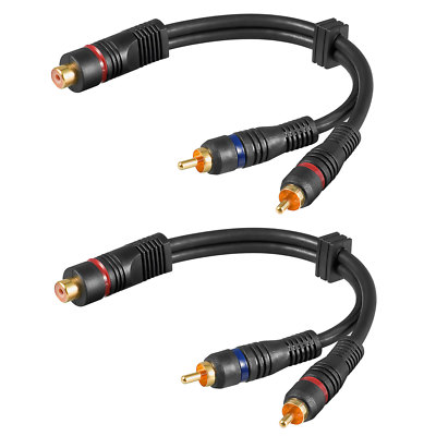 2 Stück Goobay  Cinch Y-Kabel Subwooferkabel Y Adapter Verteiler Chinch CAR Hifi