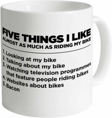 Fahrradbecher - Fünf Dinge, die ich am Fahrradfahren mag - lustiger Becher, Neuheitsgeschenk