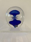 Art Glass Paperweight Vas Vitreum Sweden Blue And Clear Swirl Heavy — photo 2