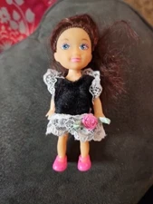 Dolgen Doll Black Hair in Black Dress Outfit 