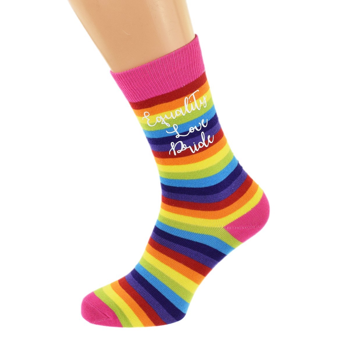 Pair of Mens Gay Rainbow Printed with Equality Love Pride Socks