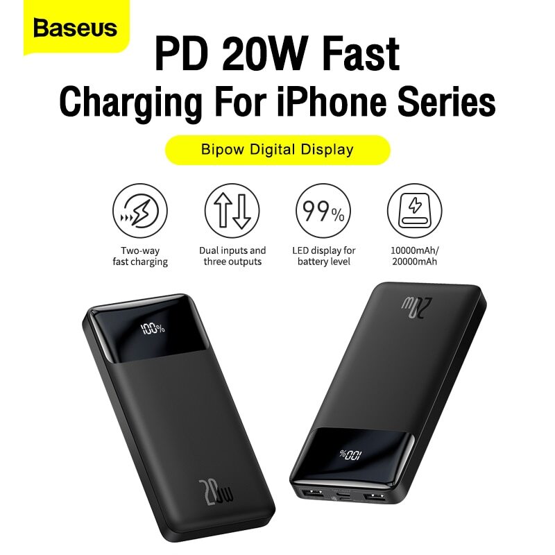 20000mAh High Capacity Power Bank Portable Charger Fast Charging External Battery  