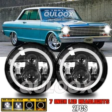 For Chevy Nova 1963-1978 DOT 7" inch Round white LED Headlight Hi/Lo Sealed Beam