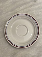 CORELLE Corningware Abundance Pattern Maroon Blue Striped 6 1/4  Saucer SET/4