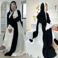 Open Kaftan Women Muslim Cardigan Long Dress Abaya Dubai Kimono Modest Robe Arab