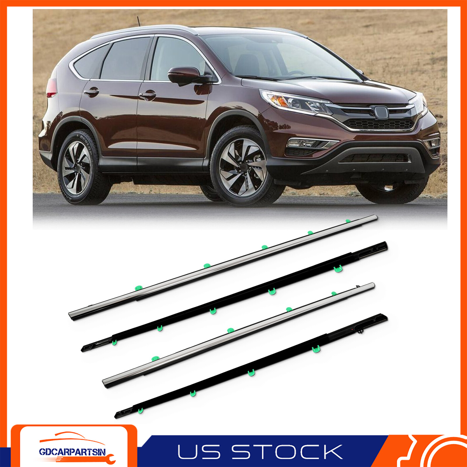 2012-2016 Honda CR-V Weatherproof Window Moulding Seal Strips – 4pc Set