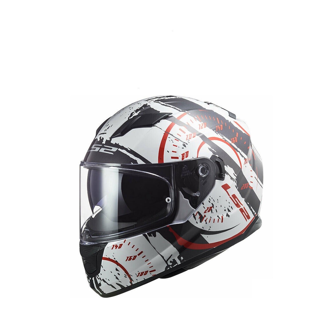 CASCO INTEGRALE MOTO DOPPIA VISIERA LS2 STREAM EVO TACHO GLOSS WHITE BLACK RED