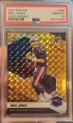2021 Panini Mosaic Mac Jones Prizm Gold 02/10 #306 PSA Gem Mint 10 