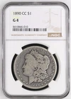 1890 CC Morgan Silver Dollar NGC GOOD G-4