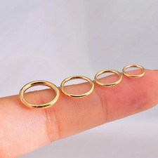 14k Solid Yellow Gold Plain Helix Ring Clicker, Cartilage, Tragus,Nose Ring Hoop