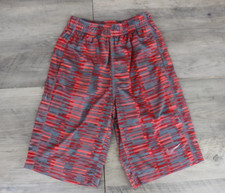 Nike Dri Fit Boys Athletic Shorts Youth Medium Red Gray Pull On Performance Gym