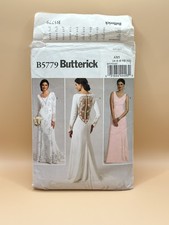Butterick B5779 Lace-Back Dress or Wedding Gown w Train Sz 4-12 UNCUT Pattern