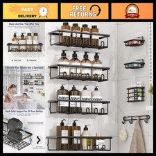 8 Pack Adhesive Bathroom Organizers  Dispensers for Kids  Adults - Black