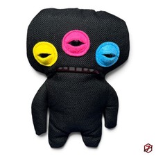 Fuggler Laboratory Misfits Annoyed Alien Black 9  Plush 3 Color Eyes