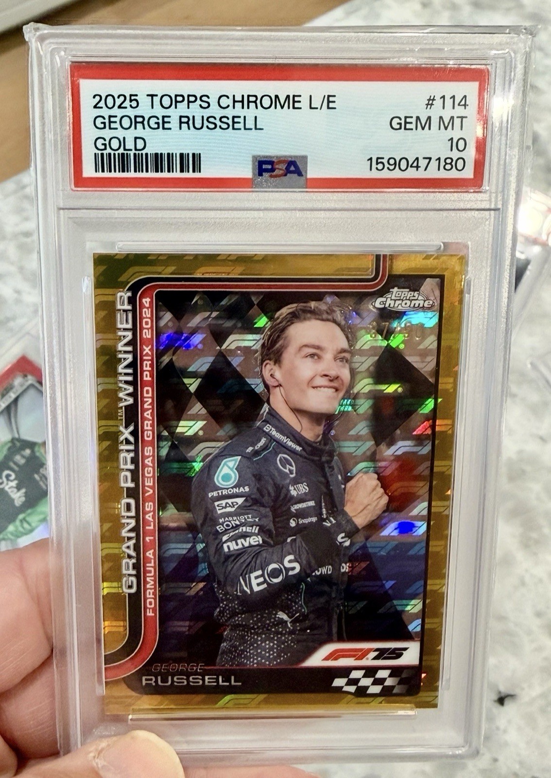 2025 Topps Chrome F1 George Russell GOLD Logo Fractor PSA 10!! POP 1 🔥🔥🏎️🏎️ view 4