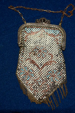 7" 1920s Antique Art Deco Micro Beaded Handbag Flapper Era