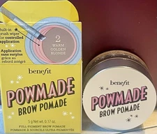 Benefit: 0.17 oz. 2 Warm Golden Blonde POWMADE Brow Pomade-Brand New