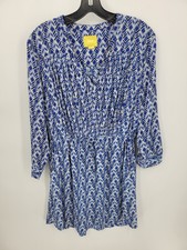 Maeve Anthropologie Dress Womens Medium Blue Aztec Tribal Long Sleeve Boho