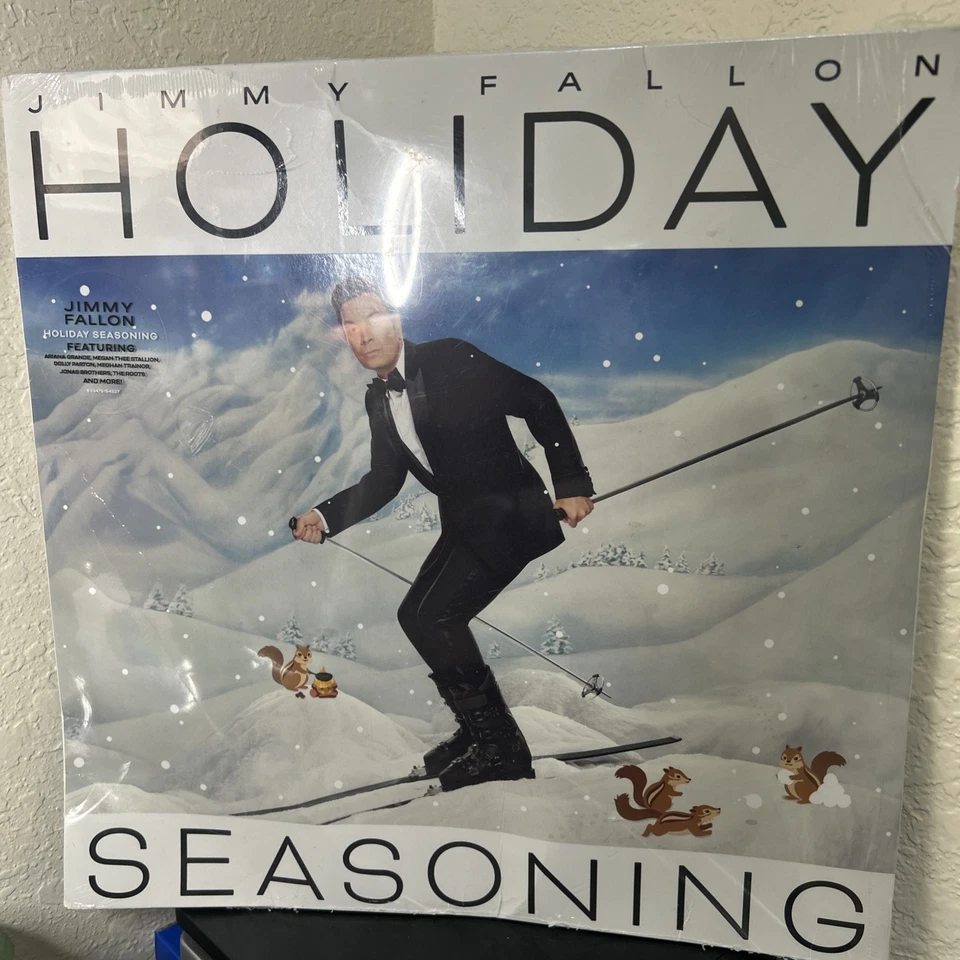 JIMMY FALLON HOLIDAY SEASONING PEPPERMINT SWIRL RED WHITE VINYL LP RECORD ALBUM - Image 2 of 4