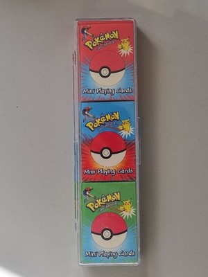 Vintage 1999 Pokémon Mini Playing Card 3 Pack Set In Case Bicycle Nintendo 90s