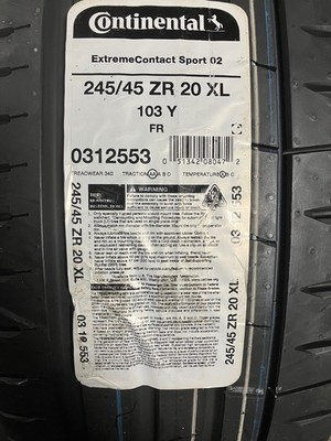 2 New 245 45 20 Continental Extreme Contact Sport 02 Summer Tires