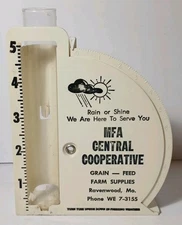 1960s Vintage MFA Farm RAIN GAUGE ADVERTISING SIGN Farm Sign Ravenwood Missouri
