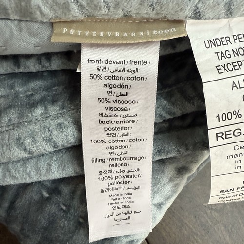 POTTERY BARN TEEN VELVET PICK-STITCH QUILT, FULL/QUEEN ~ BLAU - Bild 8 von 11