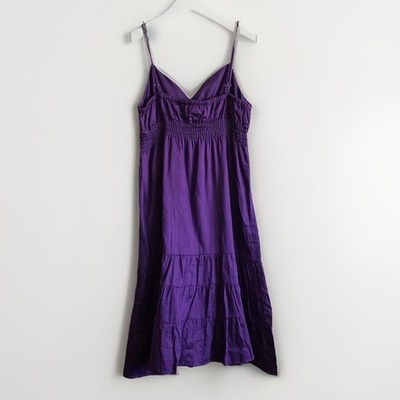 Sam & Max Purple Dress Size Large Spaghetti Strap Smocked Waist Flowy Midi  | eBay