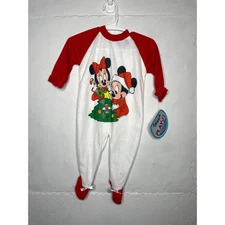 NEW Vintage 1984 Walt Disney Co Christmas One Piece Footie Mickey Minnie NEWBORN