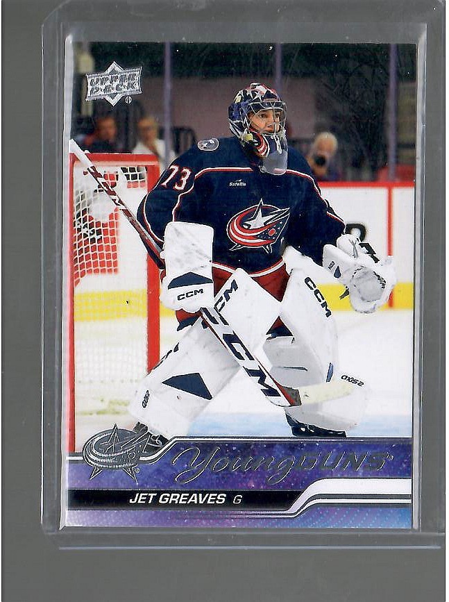 2023-24 Upper Deck Young Guns #246 Jet Greaves RC - Columbus Blue Jackets