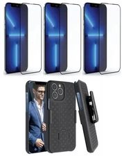 For iPhone 13/Pro Max - Belt Clip Case and 3 Pack Screen Protector Swivel