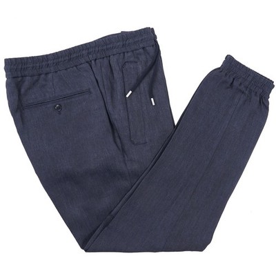 Brett Johnson Navy Solbiati Linen Drawstring Jogger Pants L 35-37 (Eu 52) NWT