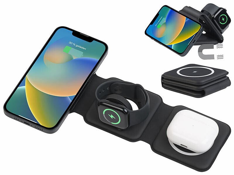 Station de chargement sans fil 15W induction 3 en 1 blanc épuré pour iPhone Apple Watch AirPods
