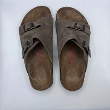 Birkenstock Zurich Suede Leather Sandals Taupe Adjustable Buckle Comfort