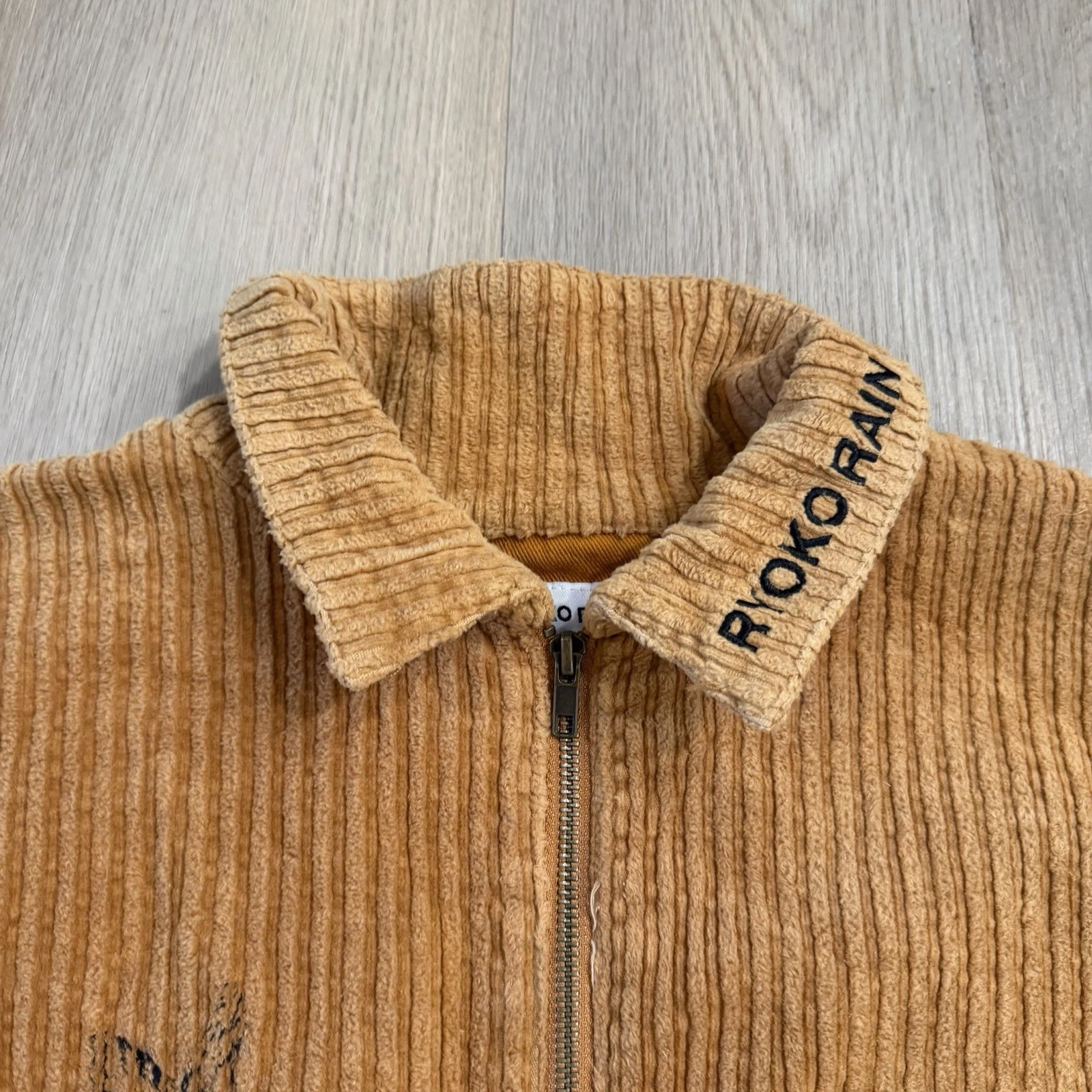 Ryoko Rain Jacket Mens Large Brown Corduroy Full Zip Tiger Streetwear - product detail image 8