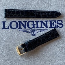 LONGINES Cinturino Vintage BLU con venature - 16 mm + Fibbia Oro